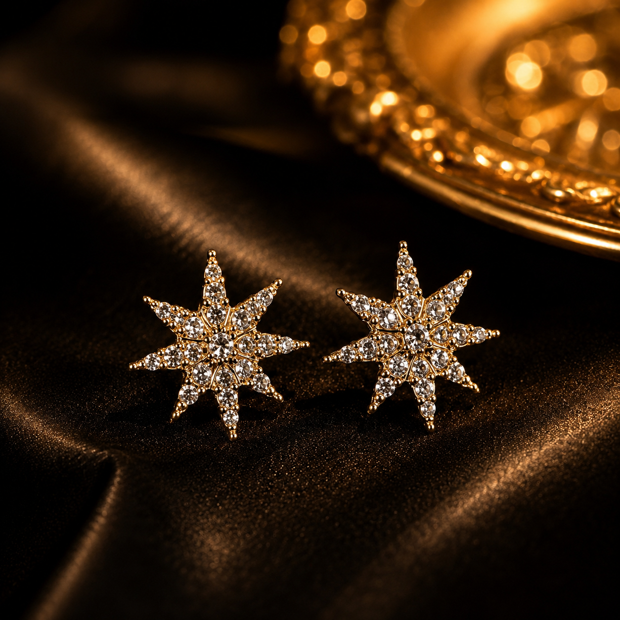 Luxury Sunburst Crystal Stud Earrings